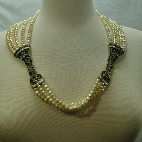 Heidi Daus Master Clasp Necklace Bracelets Interchangeable White Pearl Swarovski - Picture 3 of 12